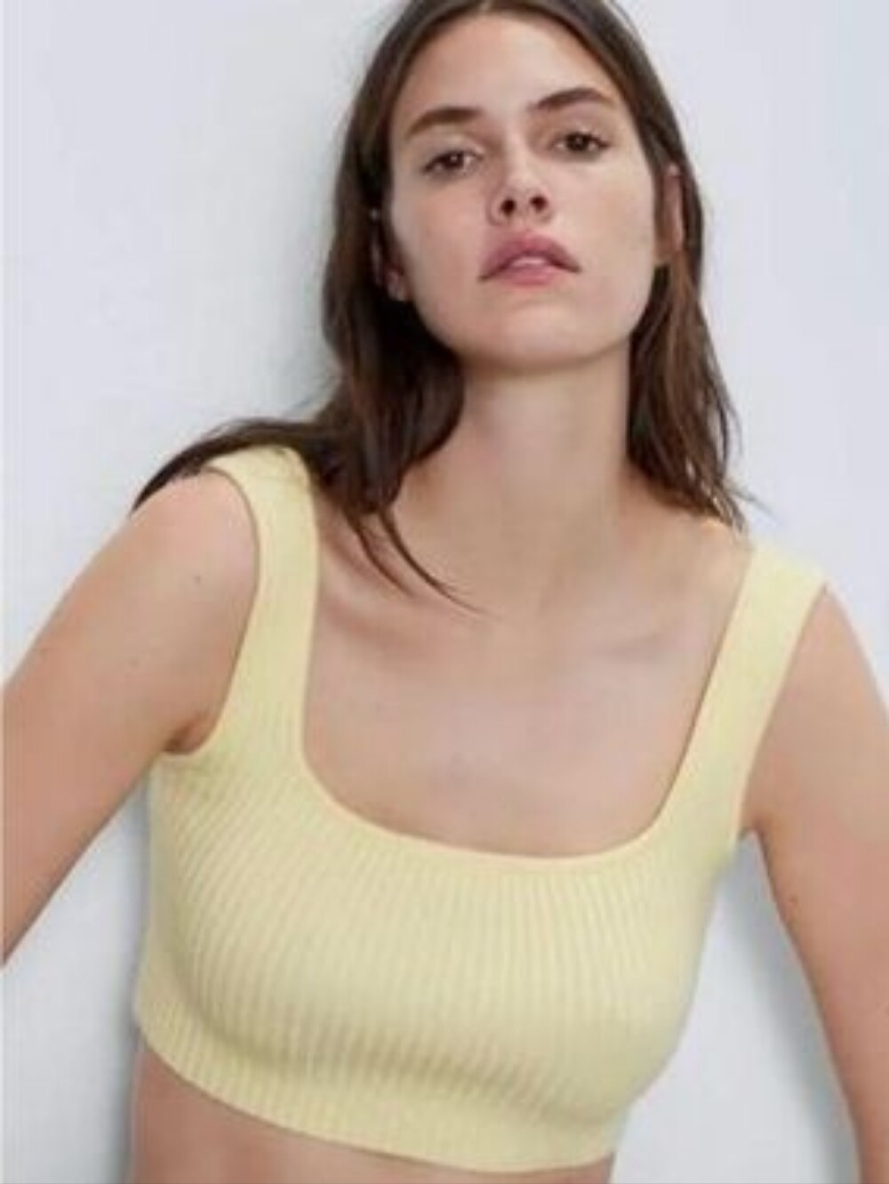 Zara Square Neck Knit Crop Top